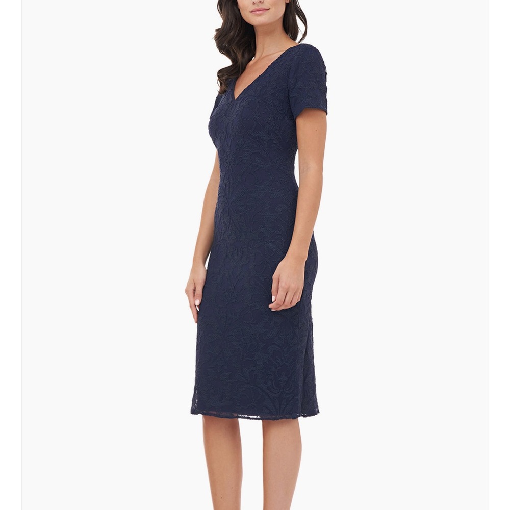 J S COLLECTIONS Elegant Navy Blue DRESS SZ 10 women’s dress nwt #524 - Picture 3 of 6